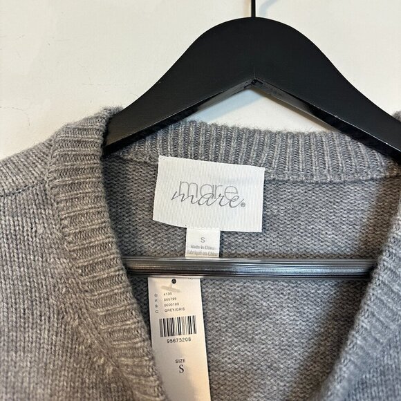 ANTHROPOLOGIE Mare Mare Long-Sleeve Knit Sequin Twofer Mini Dress in Grey NWT - Picture 9 of 16